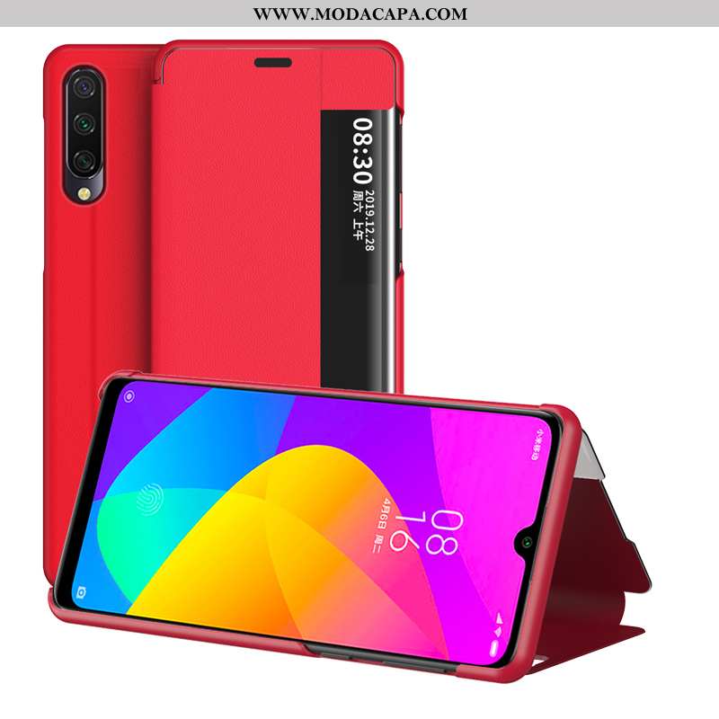 Capa Xiaomi Mi 9 Lite Estiloso Criativas Capas Cases Protetoras Vermelho Couro Baratas