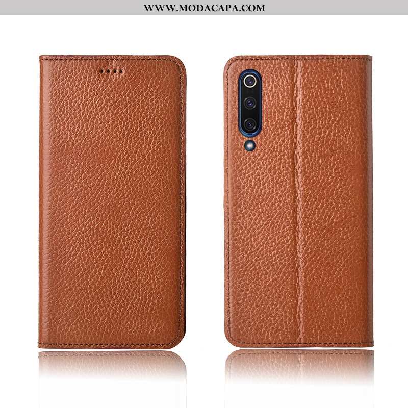 Capa Xiaomi Mi 9 Lite Couro Protetoras Marrom Cover Completa Capas Silicone Legitimo Promoção