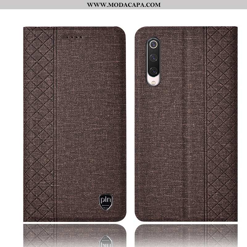 Capa Xiaomi Mi 9 Se Couro Protetoras Capas Completa Vermelho Pequena Linho Baratas