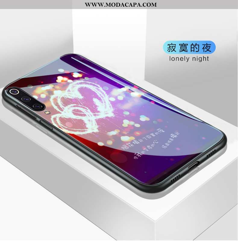 Capa Xiaomi Mi 9 Vidro Criativas Silicone Telemóvel Capas Tendencia Roxa Comprar