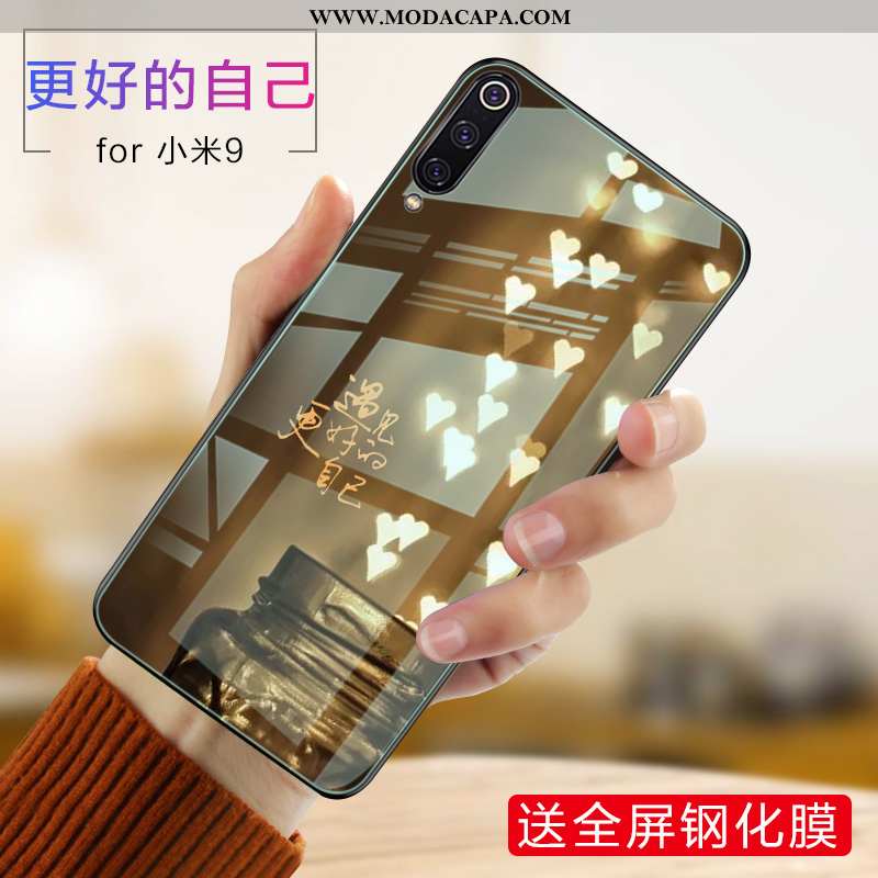 Capa Xiaomi Mi 9 Vidro Criativas Silicone Telemóvel Capas Tendencia Roxa Comprar