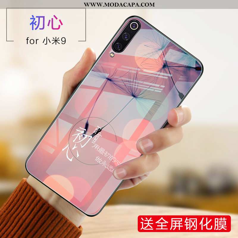 Capa Xiaomi Mi 9 Vidro Criativas Silicone Telemóvel Capas Tendencia Roxa Comprar