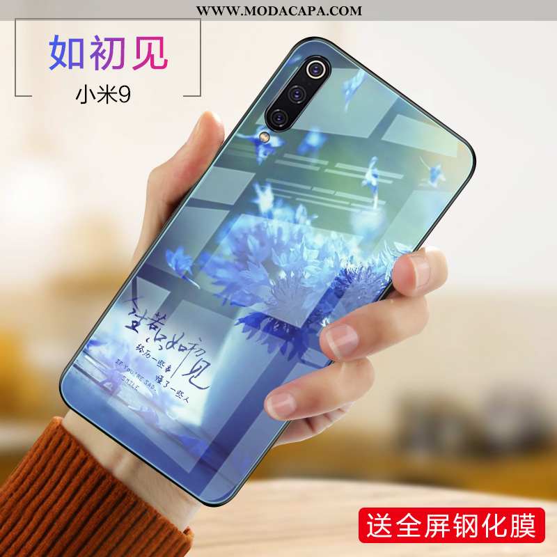 Capa Xiaomi Mi 9 Vidro Criativas Silicone Telemóvel Capas Tendencia Roxa Comprar