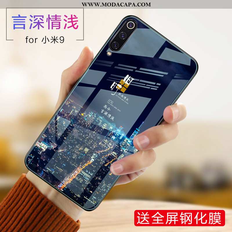 Capa Xiaomi Mi 9 Vidro Criativas Silicone Telemóvel Capas Tendencia Roxa Comprar