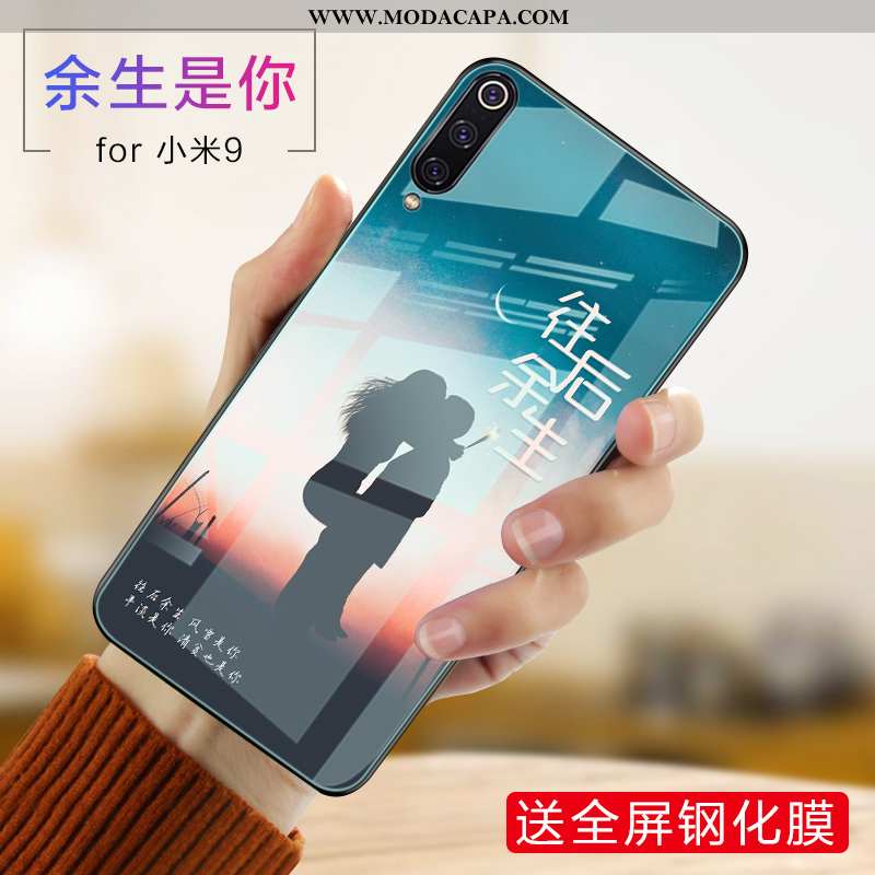 Capa Xiaomi Mi 9 Vidro Criativas Silicone Telemóvel Capas Tendencia Roxa Comprar