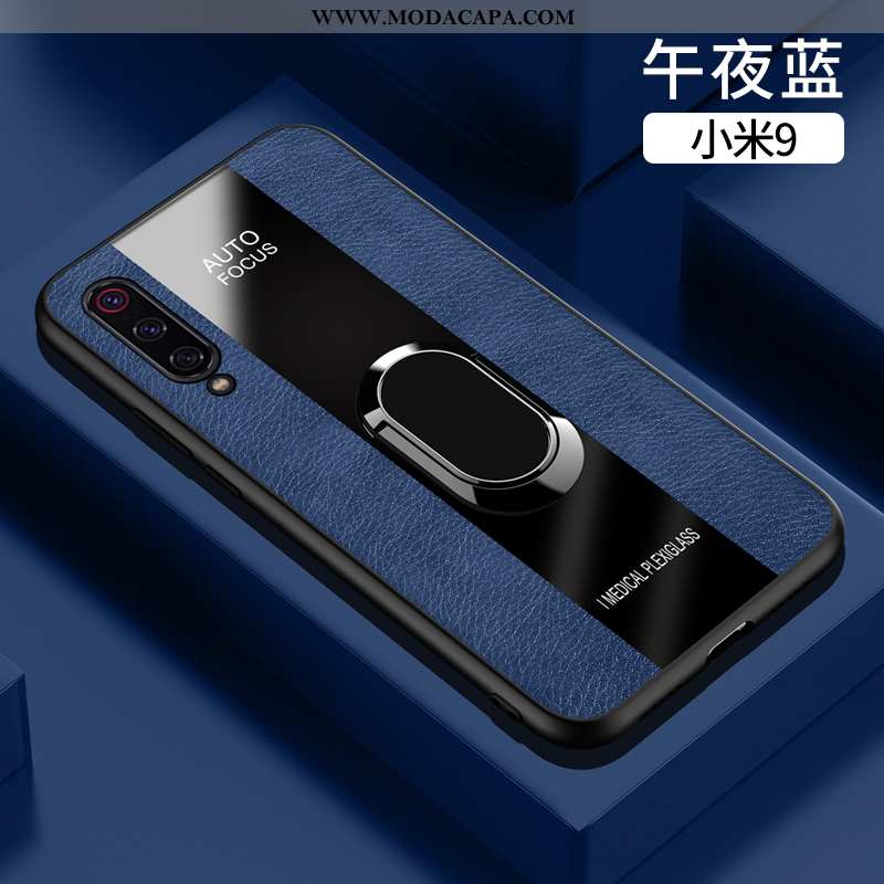 Capas Xiaomi Mi 9 Protetoras Tendencia Telemóvel Couro Negócio Minimalista Azul Venda