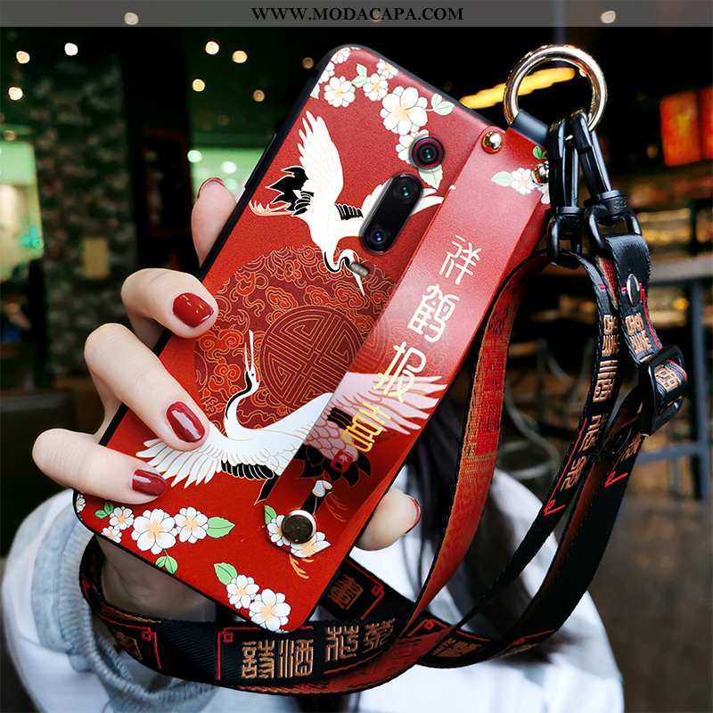 Capa Xiaomi Mi 9t Pro Tendencia Vermelho Cases Telemóvel Antiqueda Protetoras Cordao Online
