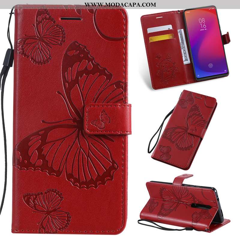 Capas Xiaomi Mi 9t Pro Couro Vermelho Cover Cases Telinha Telemóvel Online
