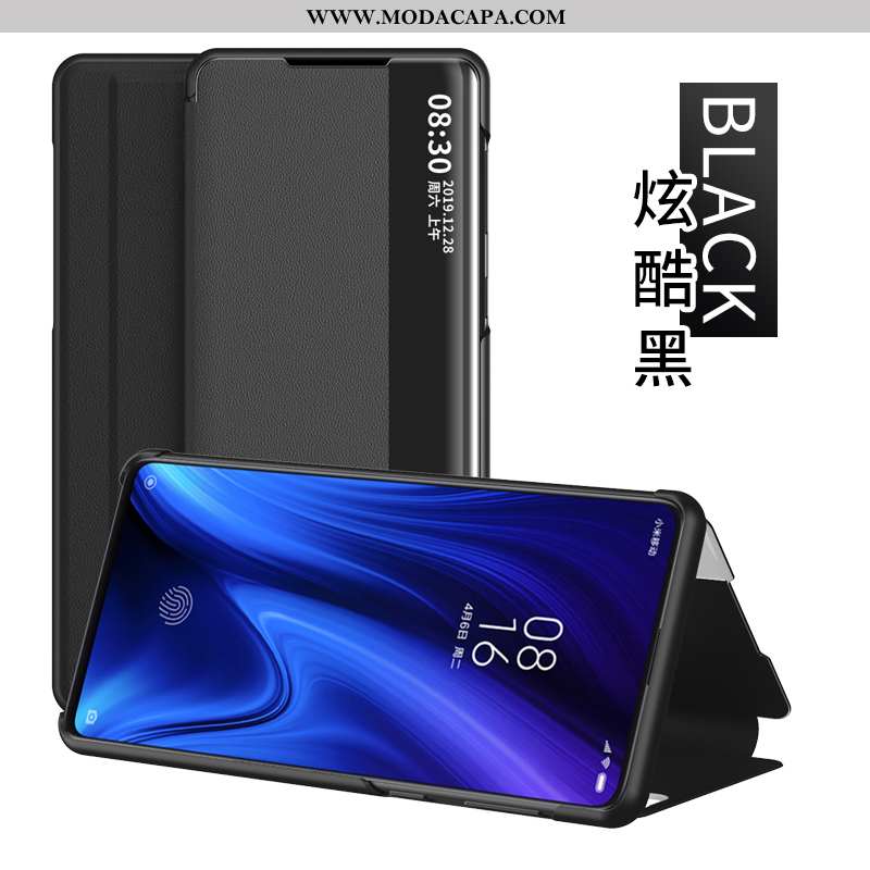 Capa Xiaomi Mi 9t Protetoras Cases Couro Cover Preto Vermelho Negócio Promoção