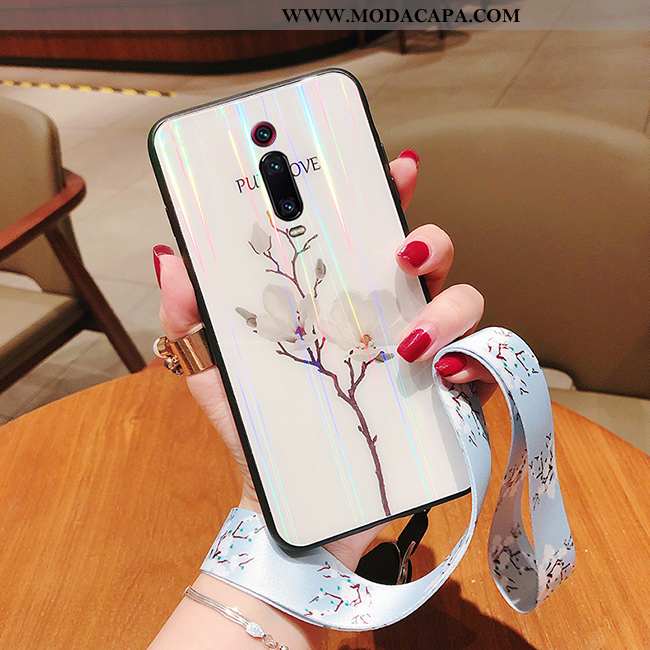 Capa Xiaomi Mi 9t Tendencia Antiqueda Telinha Slim Branco Vermelho Malha Venda