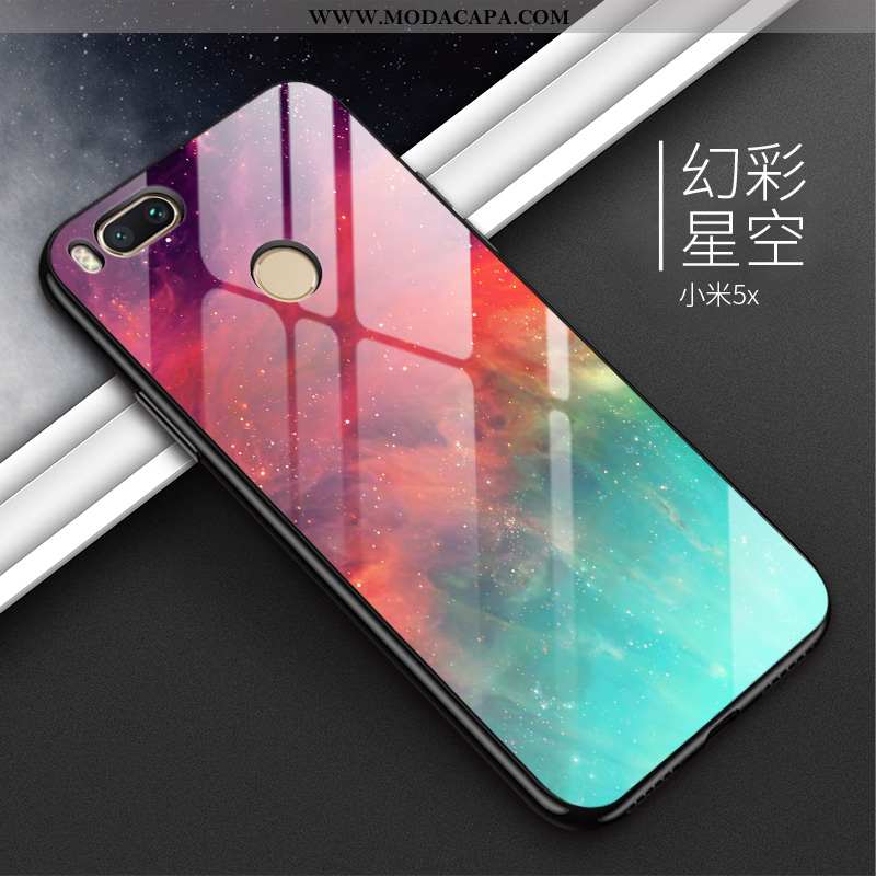 Capa Xiaomi Mi A1 Silicone Vidro Frente Gradiente Cases Preto Soft Venda