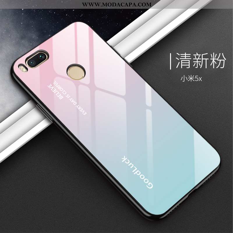 Capa Xiaomi Mi A1 Silicone Vidro Frente Gradiente Cases Preto Soft Venda