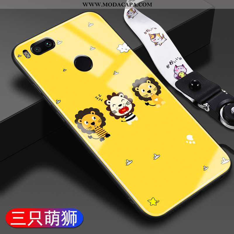 Capas Xiaomi Mi A1 Vidro Cordao Tendencia Desenho Animado Resistente Casal Barato