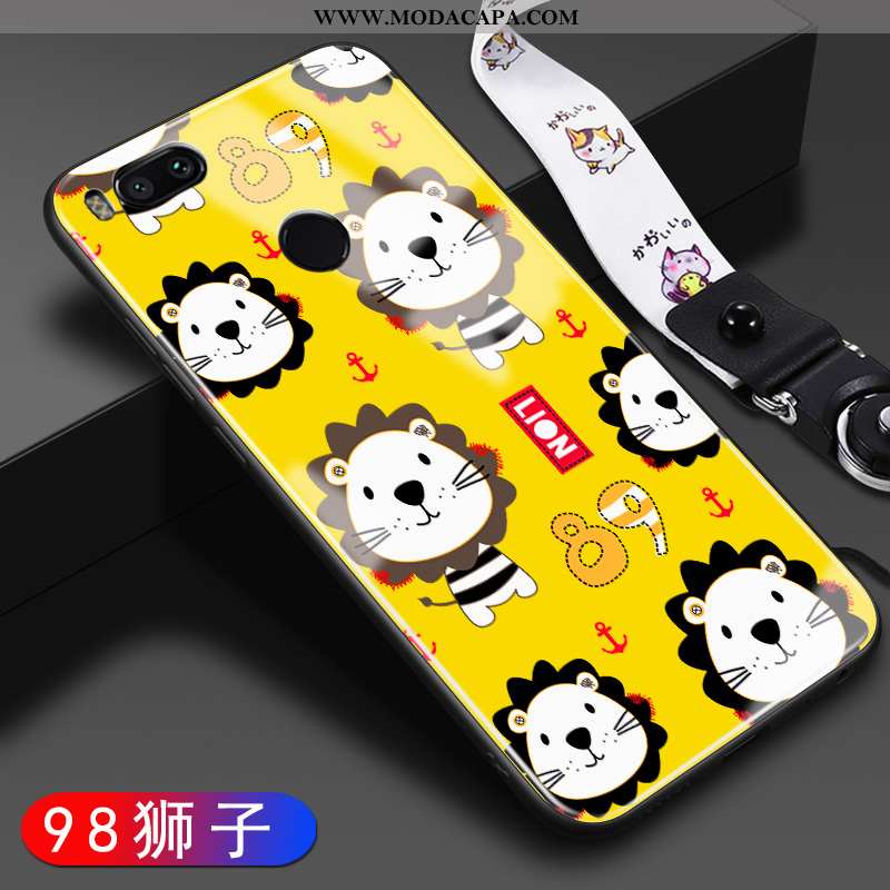 Capas Xiaomi Mi A1 Vidro Cordao Tendencia Desenho Animado Resistente Casal Barato