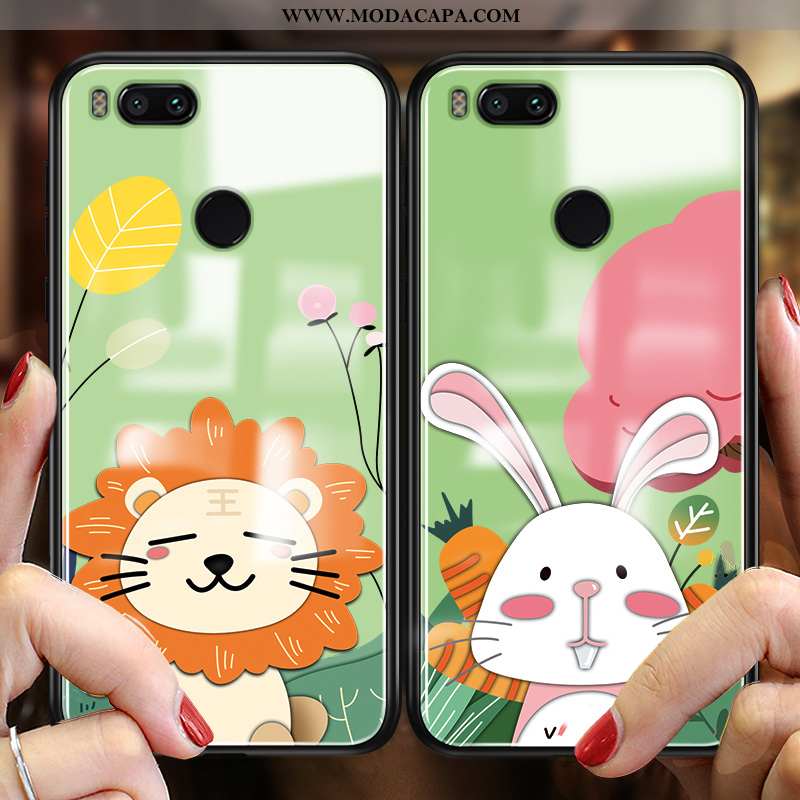 Capas Xiaomi Mi A1 Vidro Cordao Tendencia Desenho Animado Resistente Casal Barato