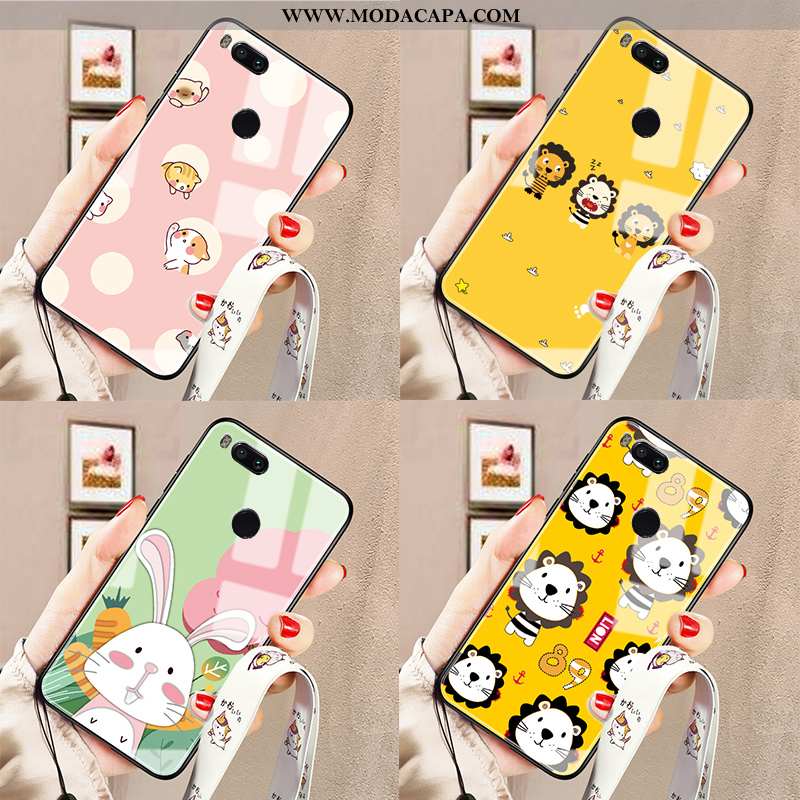 Capas Xiaomi Mi A1 Vidro Cordao Tendencia Desenho Animado Resistente Casal Barato