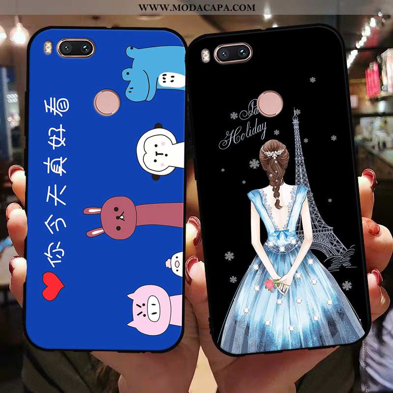 Capa Xiaomi Mi A1 Tendencia Azul Soft Telemóvel Antiqueda Protetoras Completa Promoção
