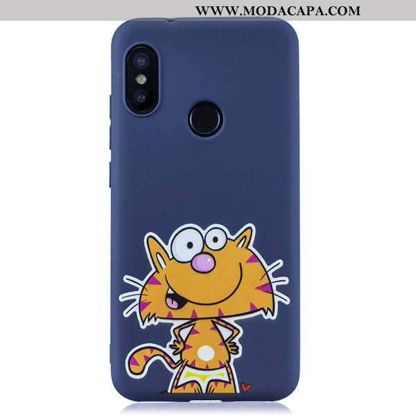 Capas Xiaomi Mi A2 Lite Fosco Desenho Animado Tendencia Vermelho Azul Escuro Telemóvel Pequena Venda