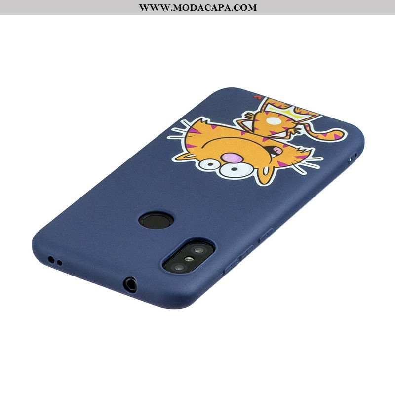 Capas Xiaomi Mi A2 Lite Fosco Desenho Animado Tendencia Vermelho Azul Escuro Telemóvel Pequena Venda