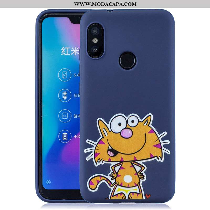 Capas Xiaomi Mi A2 Lite Fosco Desenho Animado Tendencia Vermelho Azul Escuro Telemóvel Pequena Venda