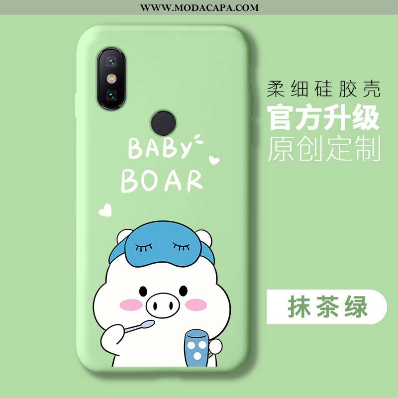 Capa Xiaomi Mi A2 Lite Soft Fofas Protetoras Desenho Animado Cases Completa Verde Promoção