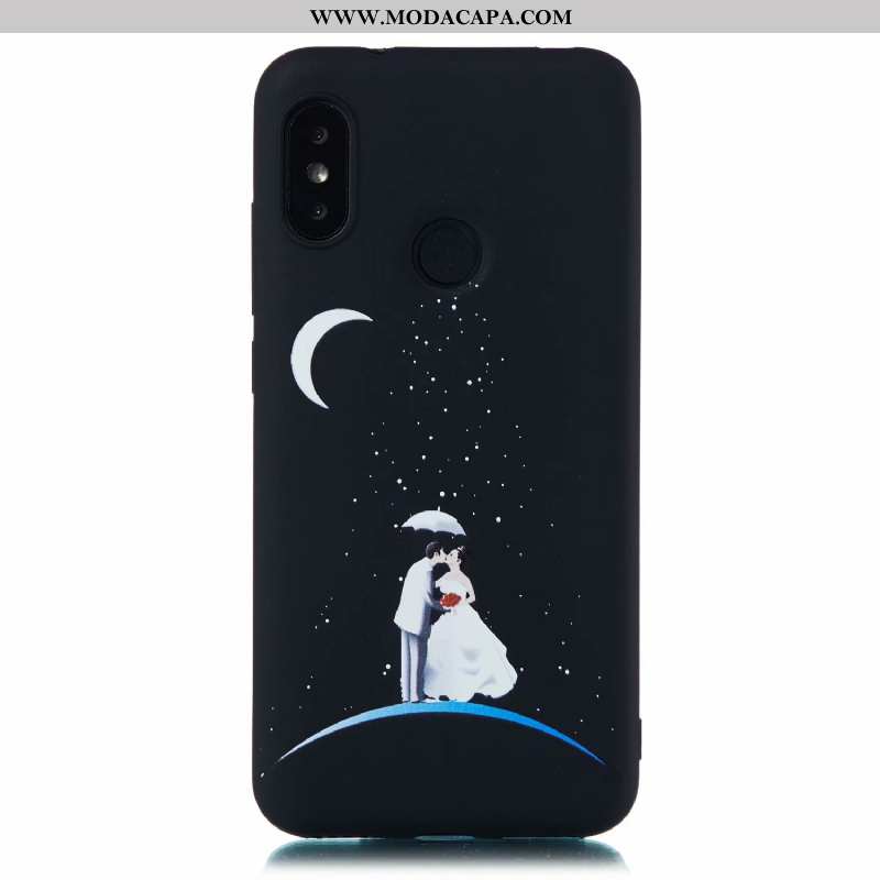 Capa Xiaomi Mi A2 Lite Fosco Vermelho Cases Desenho Animado Preto Capas Completa Online