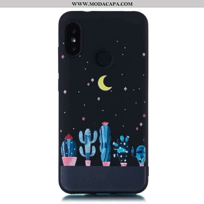 Capa Xiaomi Mi A2 Lite Fosco Vermelho Cases Desenho Animado Preto Capas Completa Online