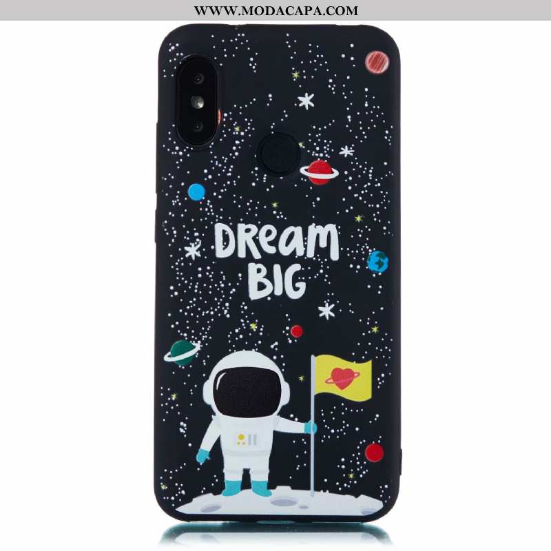 Capa Xiaomi Mi A2 Lite Fosco Vermelho Cases Desenho Animado Preto Capas Completa Online