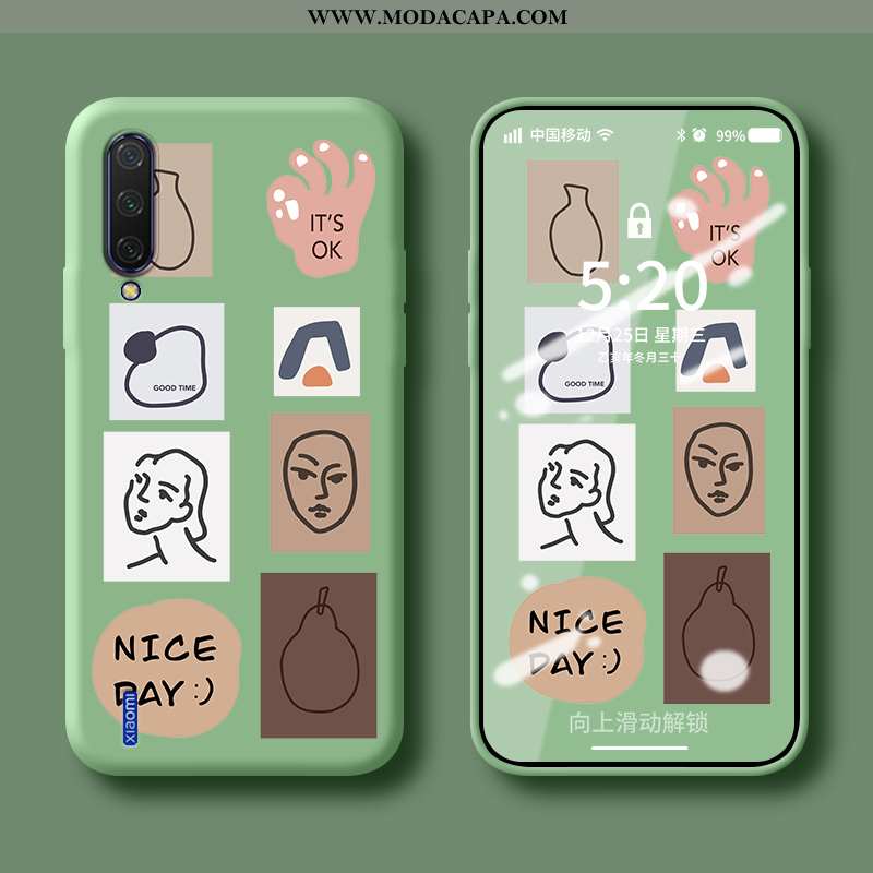 Capas Xiaomi Mi A3 Silicone Estiloso Personalizada Telinha Verde Telemóvel Criativas Baratas