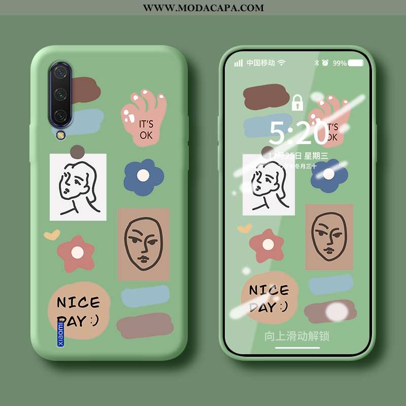 Capas Xiaomi Mi A3 Silicone Estiloso Personalizada Telinha Verde Telemóvel Criativas Baratas