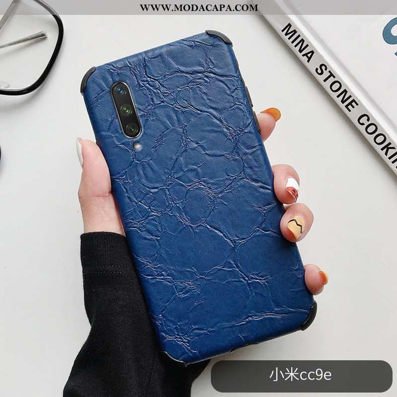 Capa Xiaomi Mi A3 Personalizada Azul Escuro Antiqueda Prega Capas Telinha Couro Venda