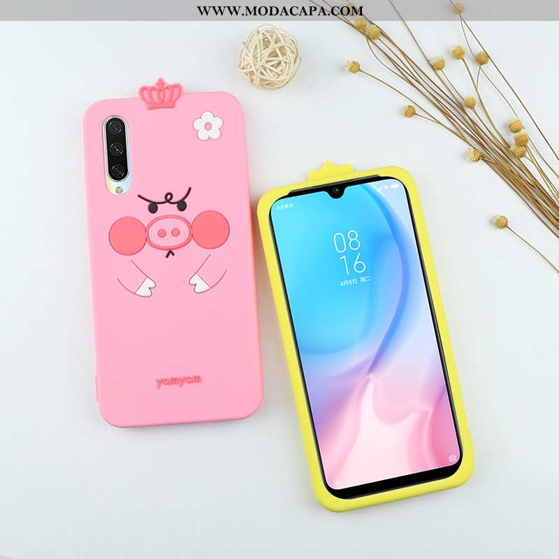 Capa Xiaomi Mi A3 Silicone Costume Malha Telemóvel Capas Fofas Amarela Promoção