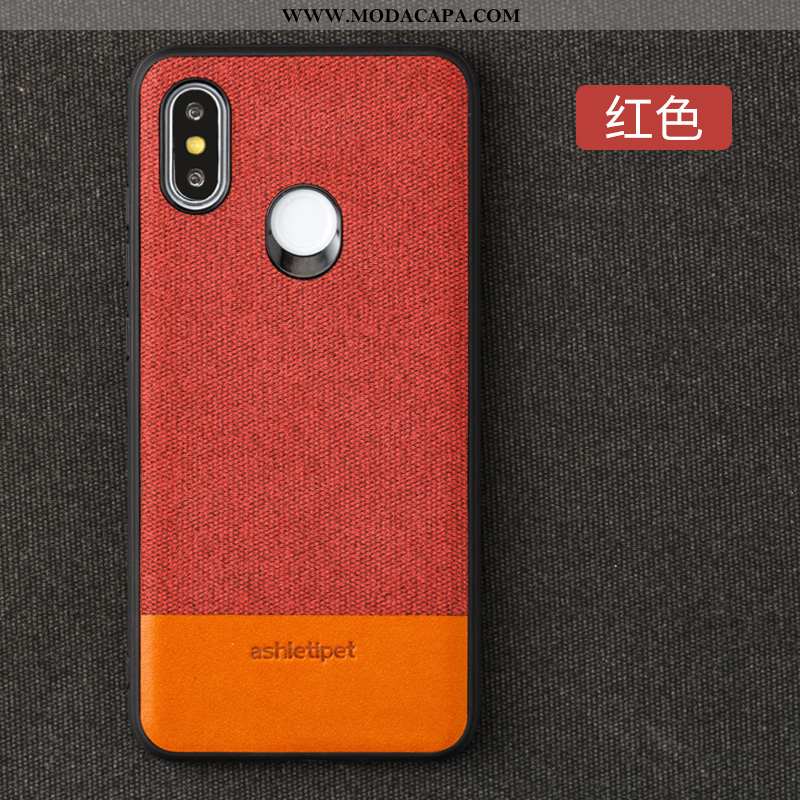 Capas Xiaomi Mi Max 3 Protetoras Vermelho Telinha Telemóvel Couro Cases Online