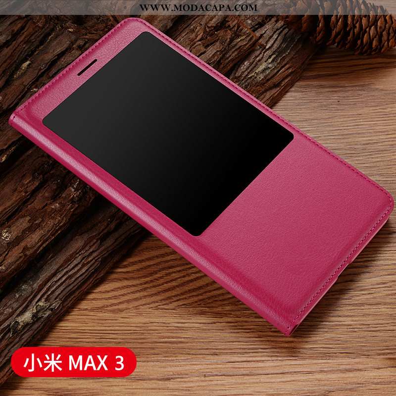 Capa Xiaomi Mi Max 3 Protetoras Completa Couro Cases Antiqueda Pequena Cor De Vinho Baratas