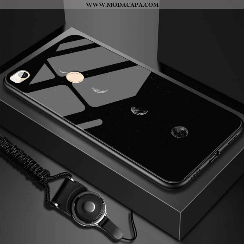 Capas Xiaomi Mi Max 3 Criativas Preto Personalizado Telinha Vidro Telemóvel Baratas