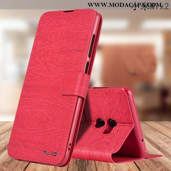 Capa Xiaomi Mi Mix 2 Couro Telemóvel Cover Completa Vermelho Protetoras Silicone Barato
