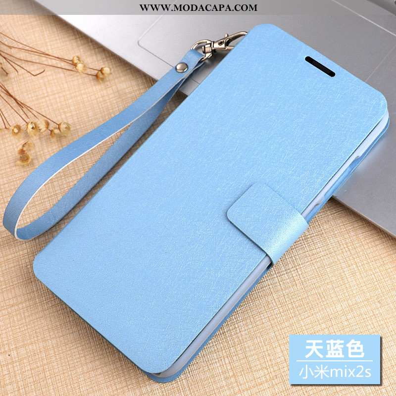 Capas Xiaomi Mi Mix 2s Protetoras Cover Cases Couro Antiqueda Azul Telemóvel Baratas