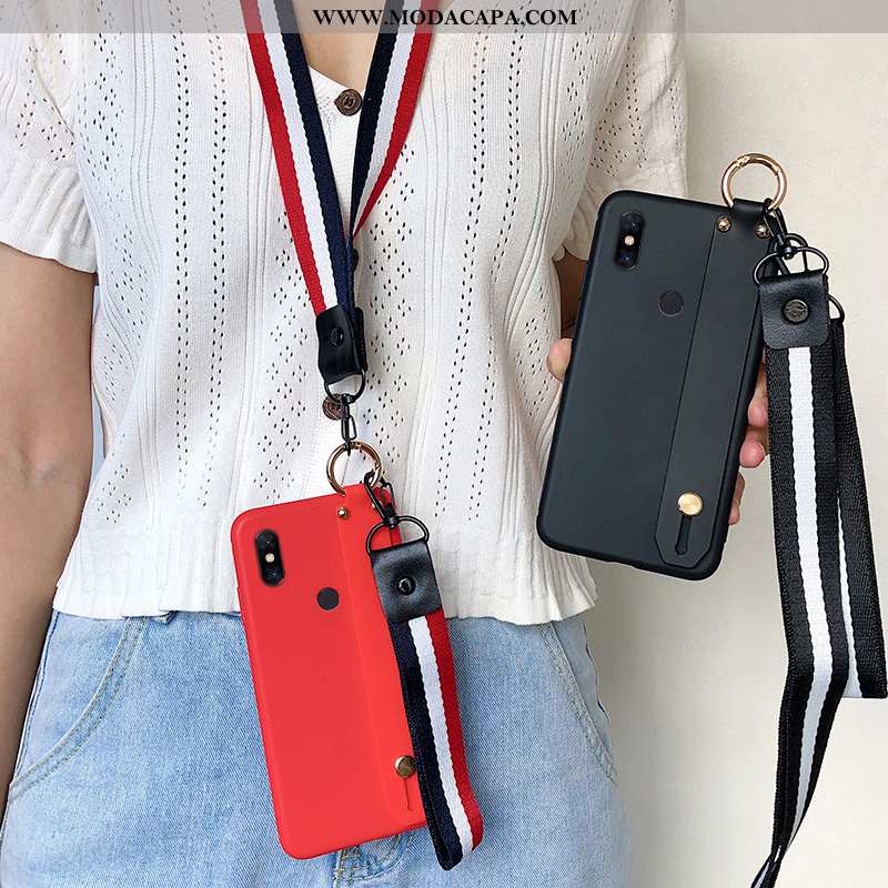 Capas Xiaomi Mi Mix 2s Soft Suporte Silicone Strapback Vermelho Cordao Lisas Promoção