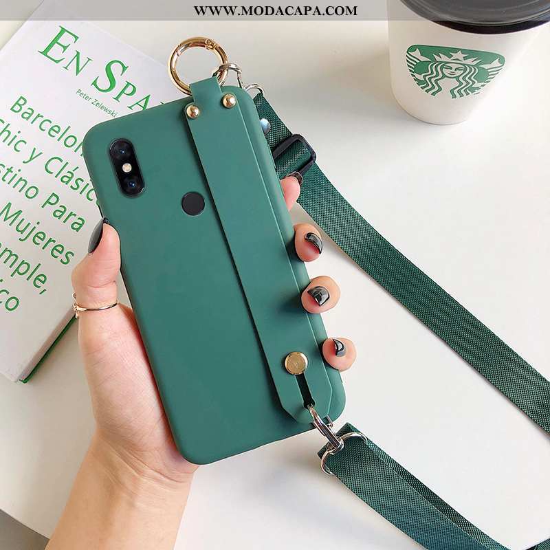 Capas Xiaomi Mi Mix 3 Silicone Fosco Suporte Verde Soft Cases Strapback Promoção