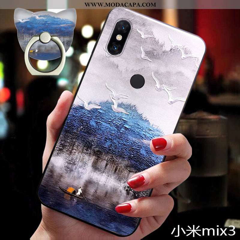 Capas Xiaomi Mi Mix 3 Slim Silicone Antiqueda Azul Tendencia Completa Comprar