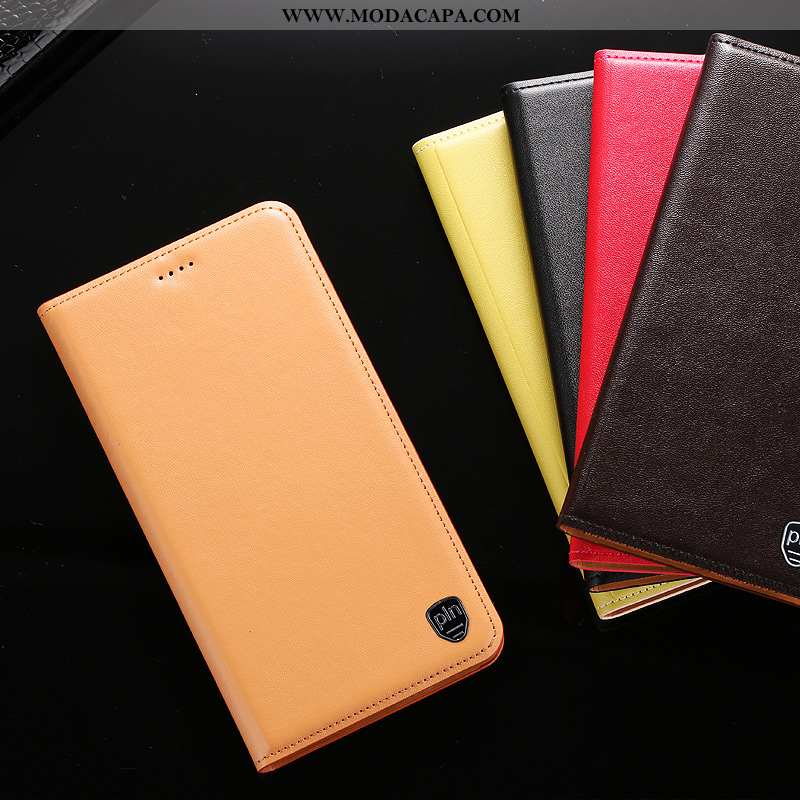 Capas Xiaomi Mi Note 10 Lite Protetoras Telemóvel Primavera Completa Antiqueda Amarela Couro Genuíno