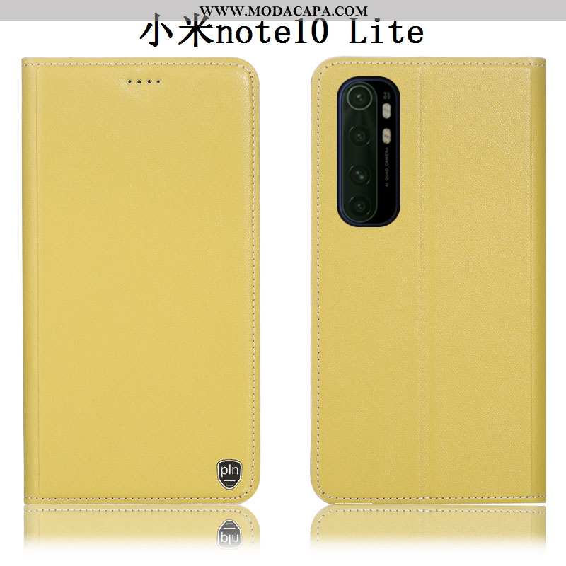 Capas Xiaomi Mi Note 10 Lite Protetoras Telemóvel Primavera Completa Antiqueda Amarela Couro Genuíno