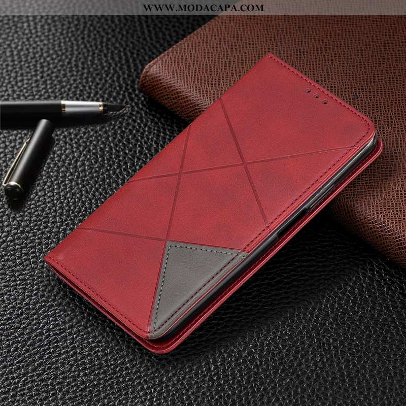 Capas Xiaomi Mi Note 10 Lite Couro Telemóvel Novas Cases Vermelho Pequena Online