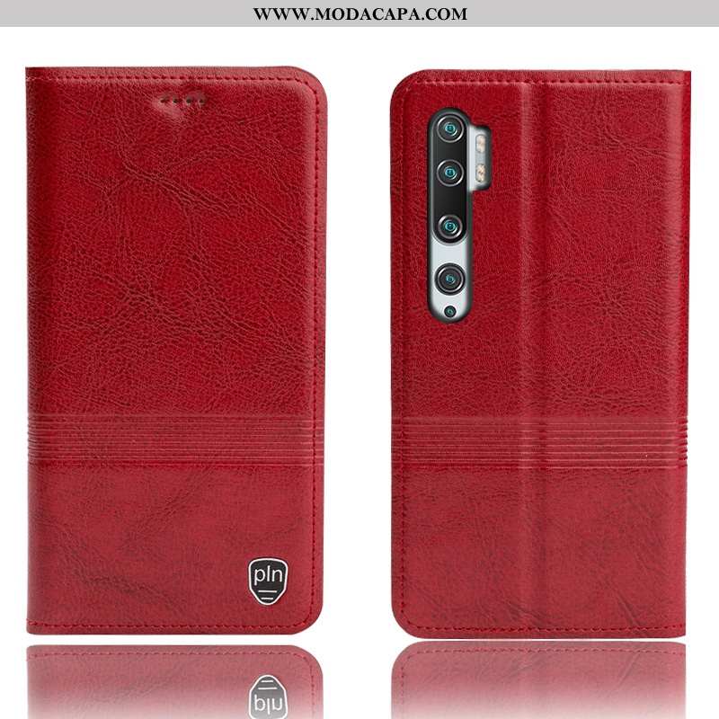 Capa Xiaomi Mi Note 10 Protetoras Marrom Cases Couro Genuíno Completa Vermelho Capas Promoção