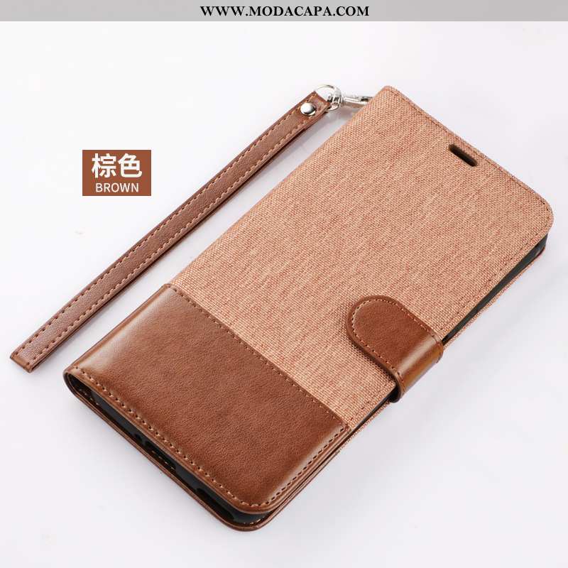 Capa Xiaomi Mi Note 10 Couro Completa Telinha Marrom Capas Antiqueda Segurança Baratas