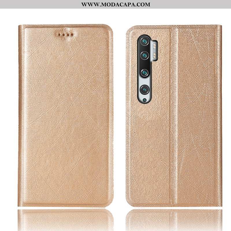 Capa Xiaomi Mi Note 10 Couro Telemóvel Seda Cover Vermelho Pequena Cases Baratas