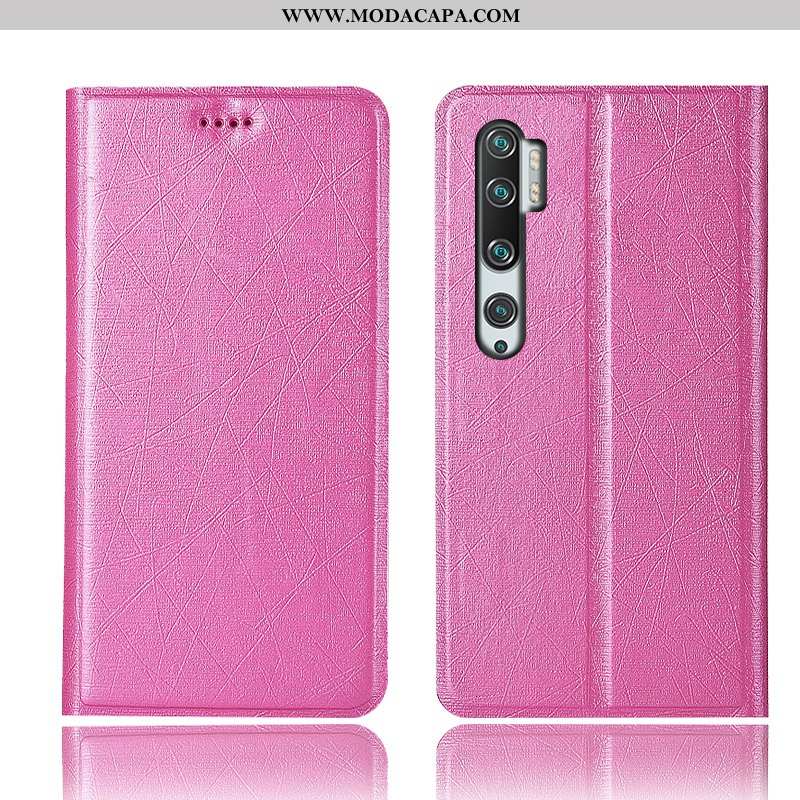 Capa Xiaomi Mi Note 10 Couro Telemóvel Seda Cover Vermelho Pequena Cases Baratas