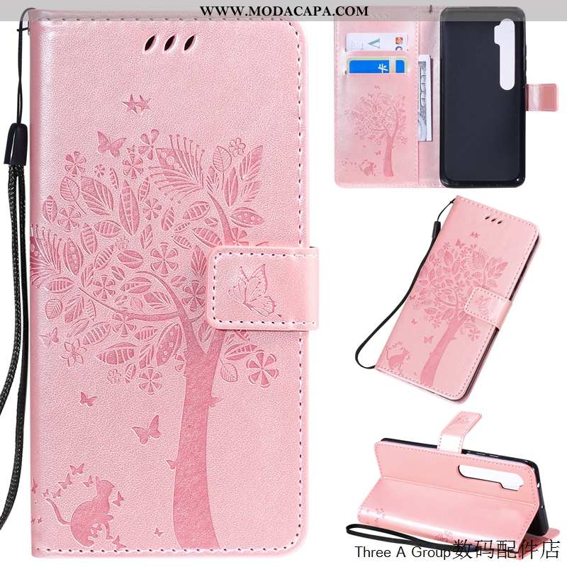 Capa Xiaomi Mi Note 10 Fofas Telinha Gato Couro Antiqueda Capas Rosa Comprar