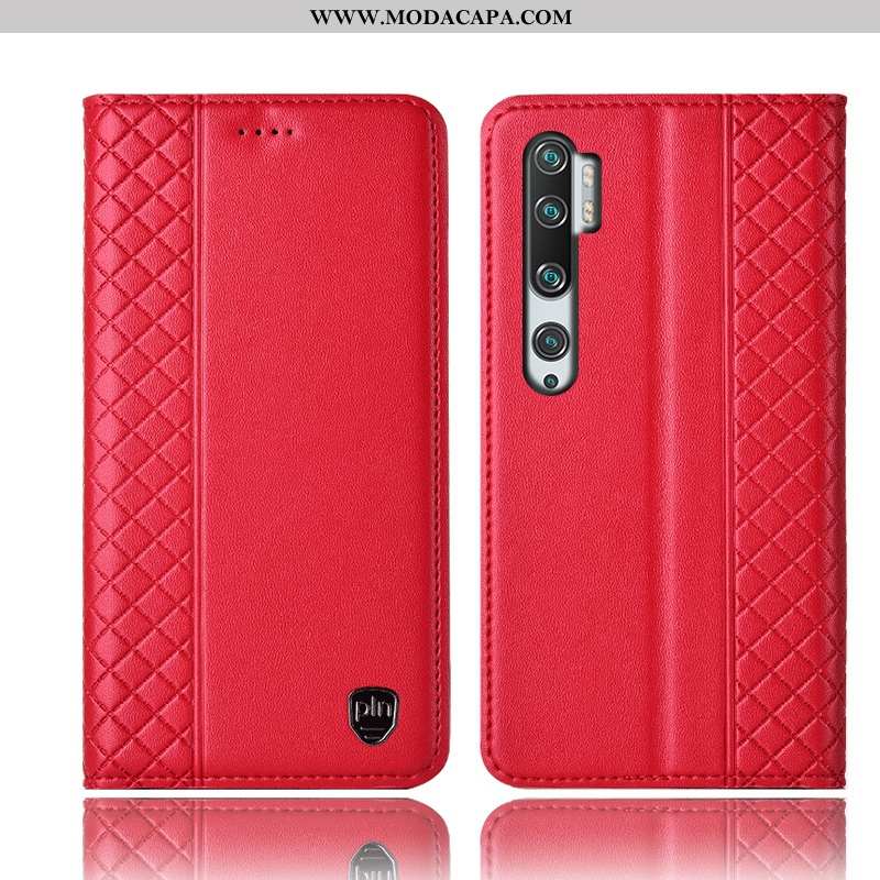 Capas Xiaomi Mi Note 10 Couro Genuíno Telinha Protetoras Vermelho Antiqueda Telemóvel Barato