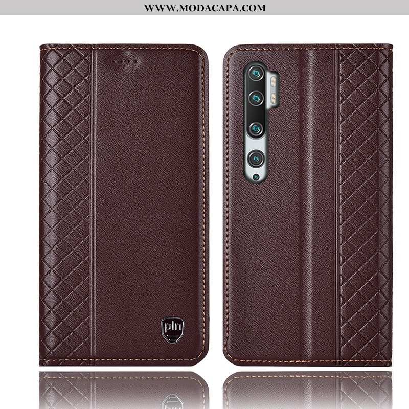 Capas Xiaomi Mi Note 10 Couro Genuíno Telinha Protetoras Vermelho Antiqueda Telemóvel Barato